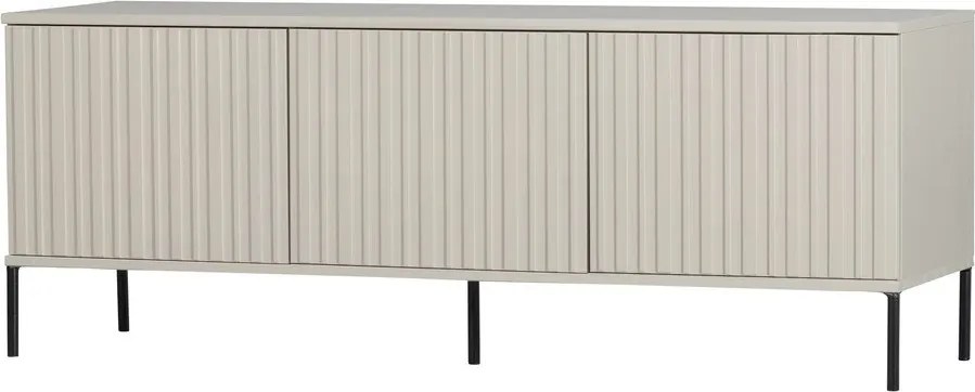 Jasnoszara szafka pod TV z litego drewna sosnowego 150x56x44 cm New Gravure – WOOOD