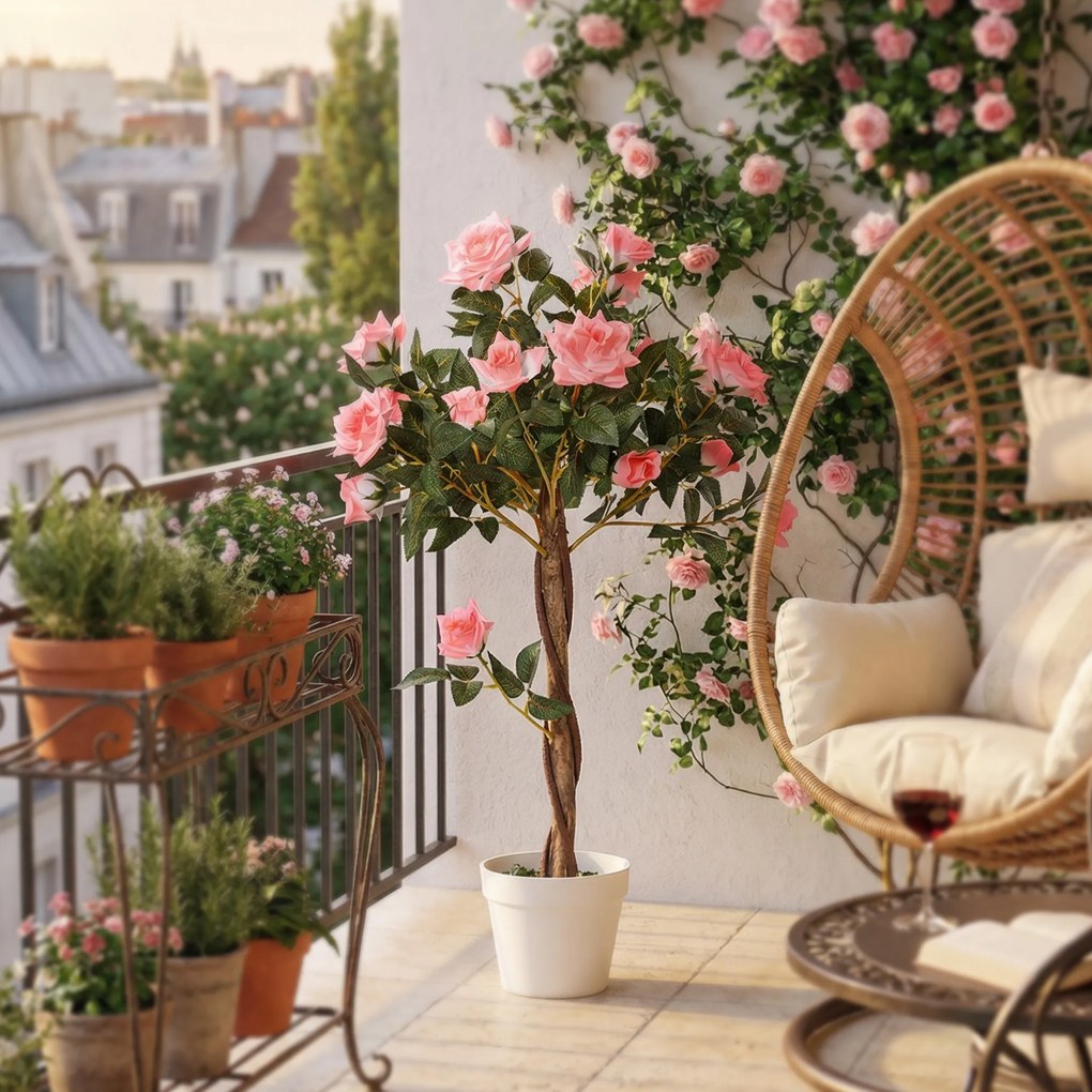 Outsunny Drzewko Szrtuczne, Sztuczna Roślina w Cementowej Donicy, Sztuczna Roślina