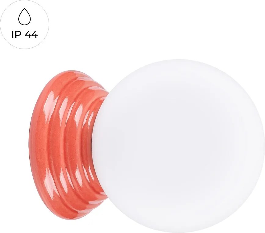 Lampa ścienna minimalistyczny Zori, ceramika szkliwiona/szkło - 1 źródło - L.12 x H.12 cm - brzoskwiniowy