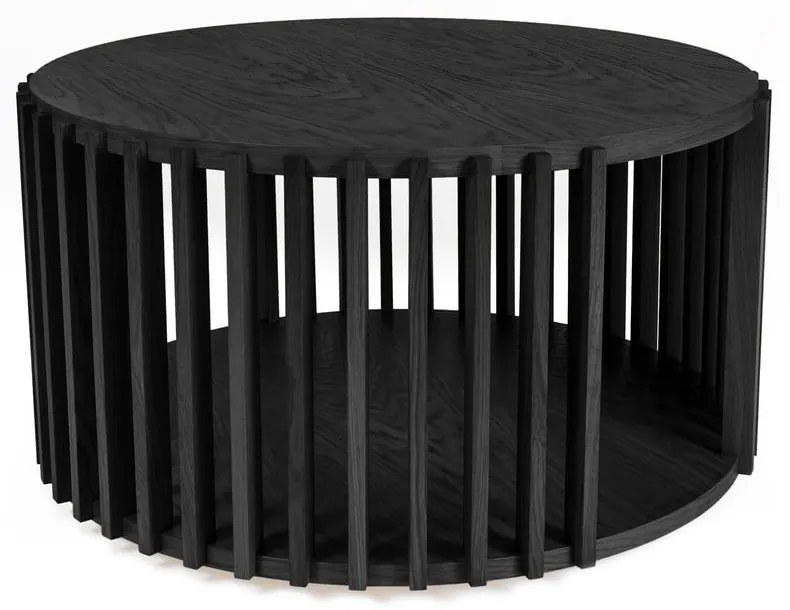 Czarny stolik z drewna dębowego Woodman Drum, ø 83 cm