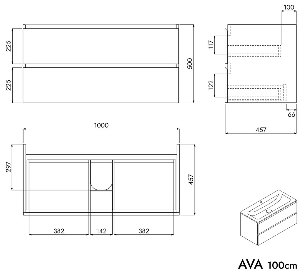 Szafka podumywalkowa AVA 100 cm