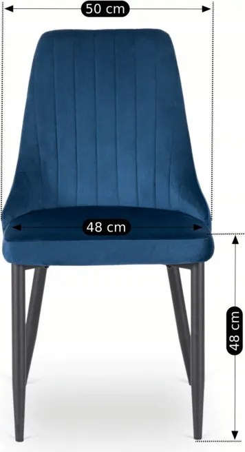Krzesło Tapicerowane do Jadalni BARI Granatowe Welurowe Nowoczesne Loft