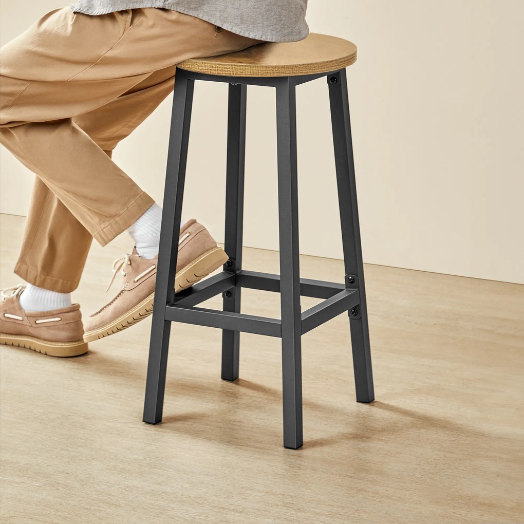 Taboret barowy, hoker - dąb / nogi czarne