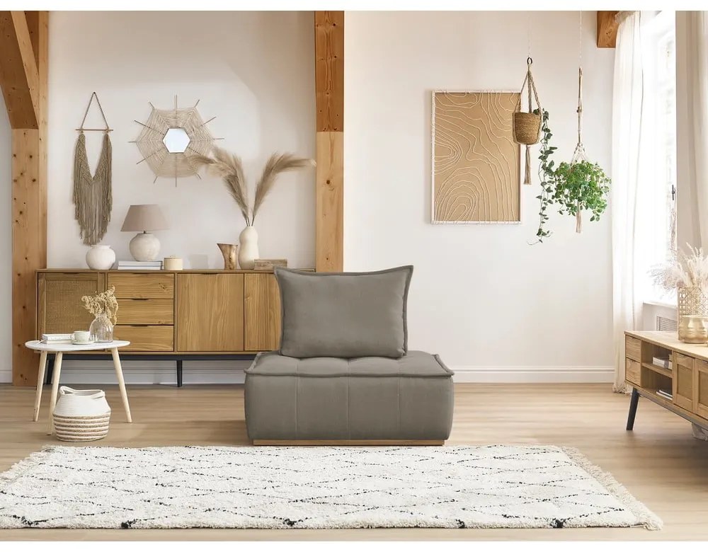 Szarobrązowy fotel z tkaniny szenilowej Elisa – Bobochic Paris