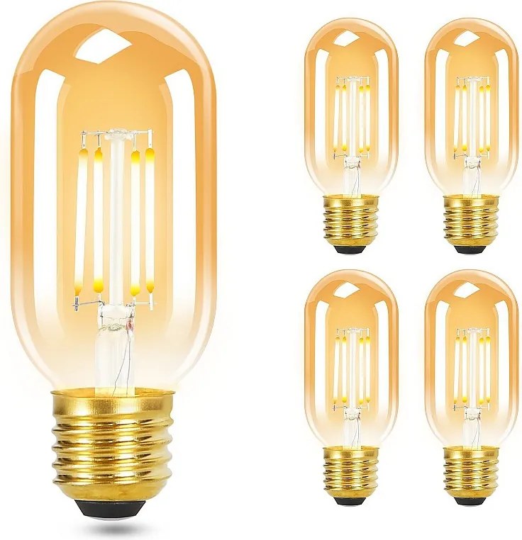 NETTLIFE Zestaw 4 żarówek LED E27 ciepły biały vintage T45 4W 2700K energooszczędne żarówki szklane w stylu Edisona