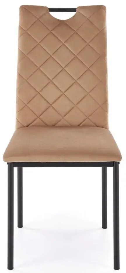 Krzesło tapicerowane K577 VELVET beżowe/czarne HALMAR