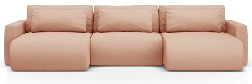 Różowy rozkładany narożnik ze schowkiem (w kształcie litery U) Belfast – Cosmopolitan Design