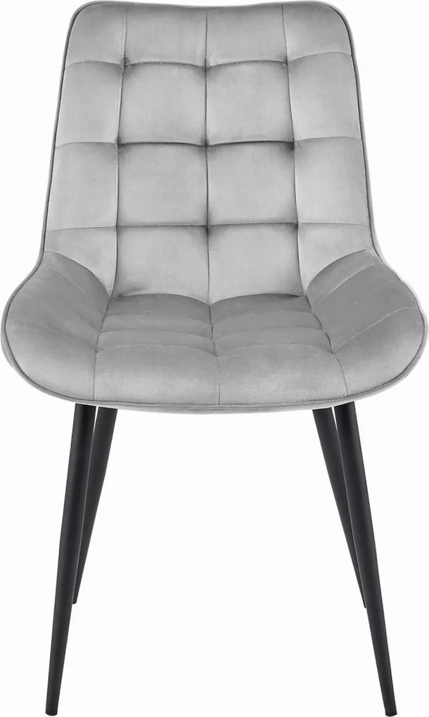 Krzesło welurowe BERA jasnoszare z czarnymi nogami
