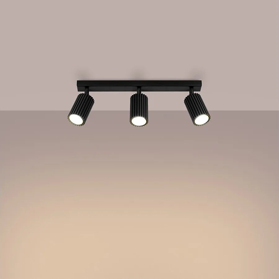 Lampa sufitowa minimalistyczny Gloow, aluminium - 3 źródło światła 3000K - L.45 x H.16.5 cm - czarny