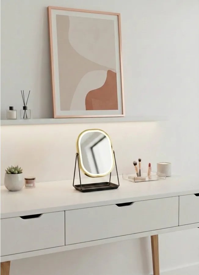 Lusterko Do Makijażu PREMIUM METALOWE Kosmetyczne PODŚWIETLANE LED | VOLAN