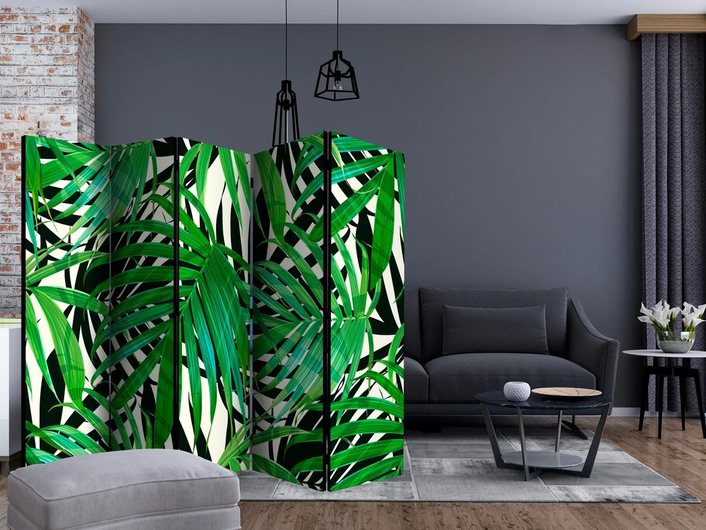 Parawan akustyczny Liście 225x172 cm 5-częściowy zielony ARTGEIST B