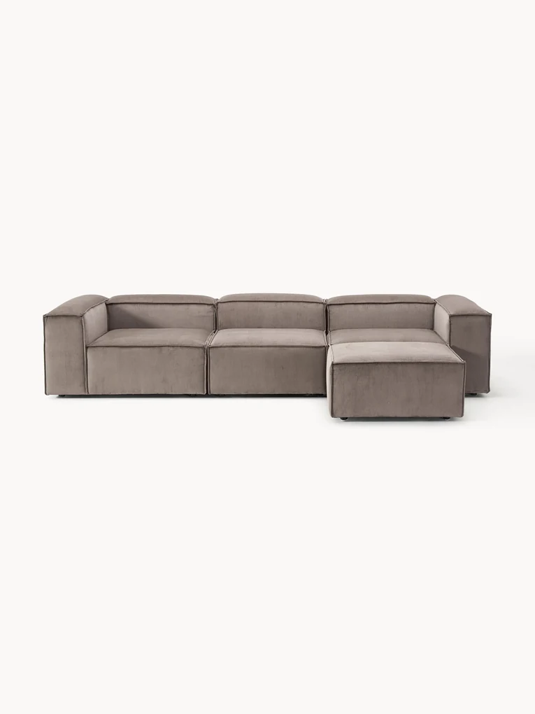 Sofa modułowa ze sztruksu z pufem Lennon (4-osobowa)