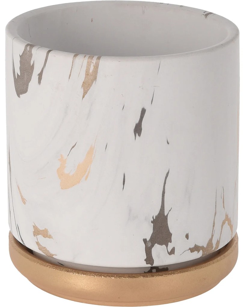 Doniczka z podstawką MARBLE, ceramiczna