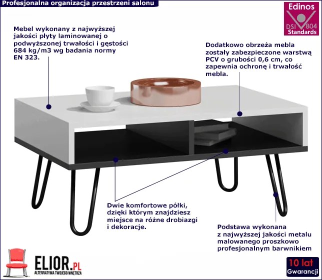 Biała ława do salonu R3-F13