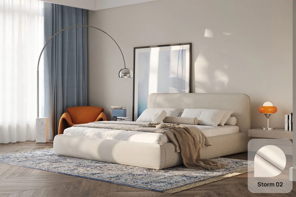 Łóżko Odette 160x200, tkanina STORM 02, stelaż metalowy