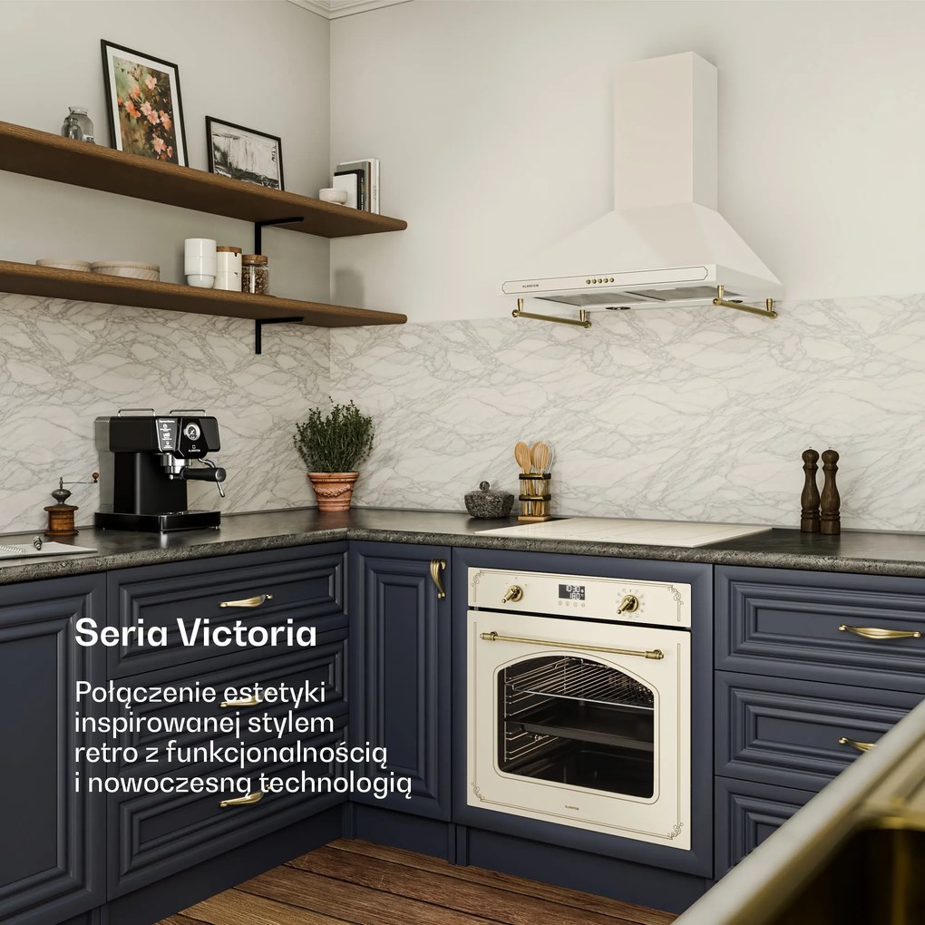 Klarstein Victoria 60cm 76L Piekarnik Retro do Zabudowy Vintage Kremowy