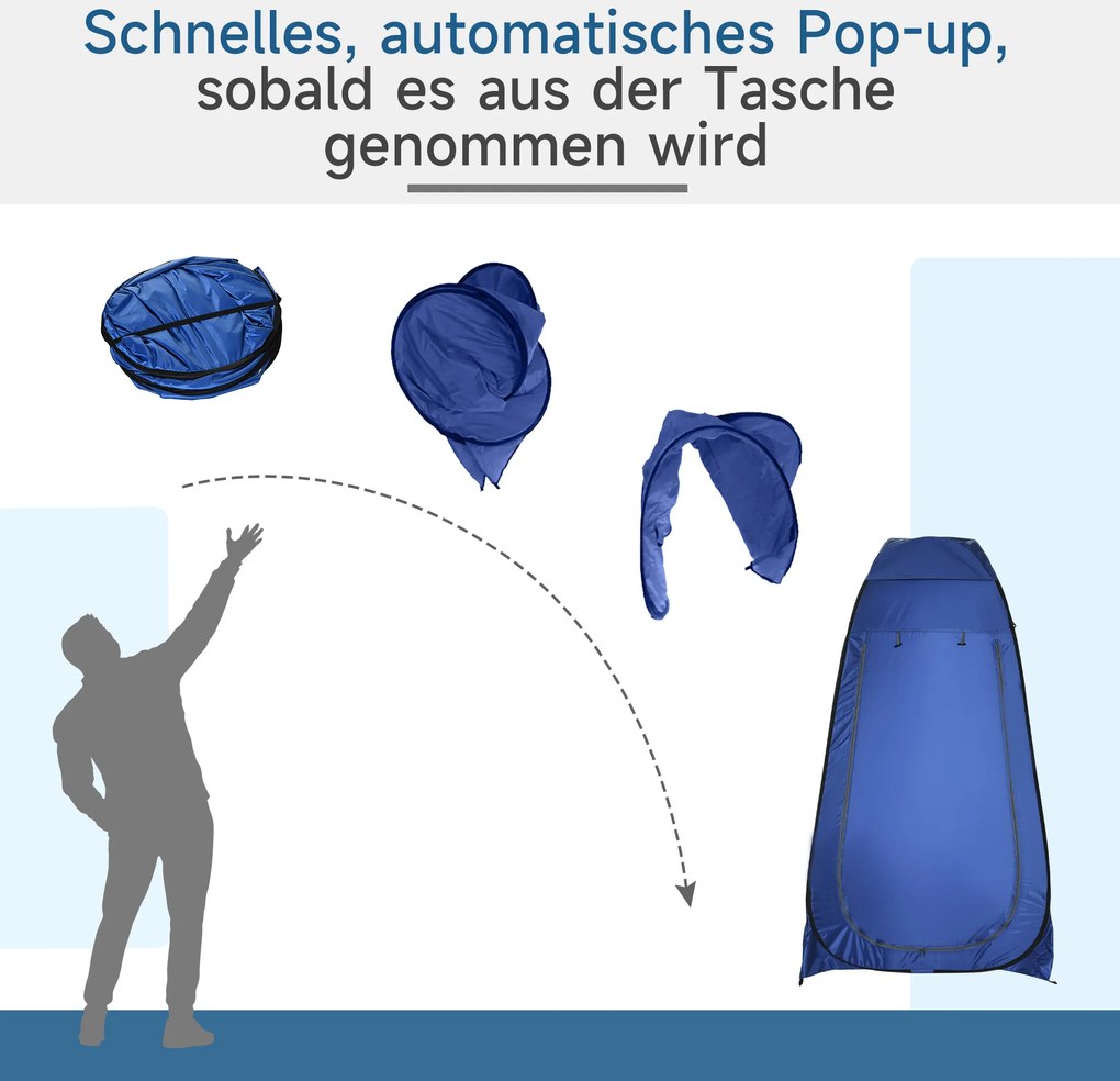 Outsunny Namiot toaletowy Pop-Up Łatwy montaż Niebieski 120x120x190cm Praktyczny i przestronny | Aosom PL