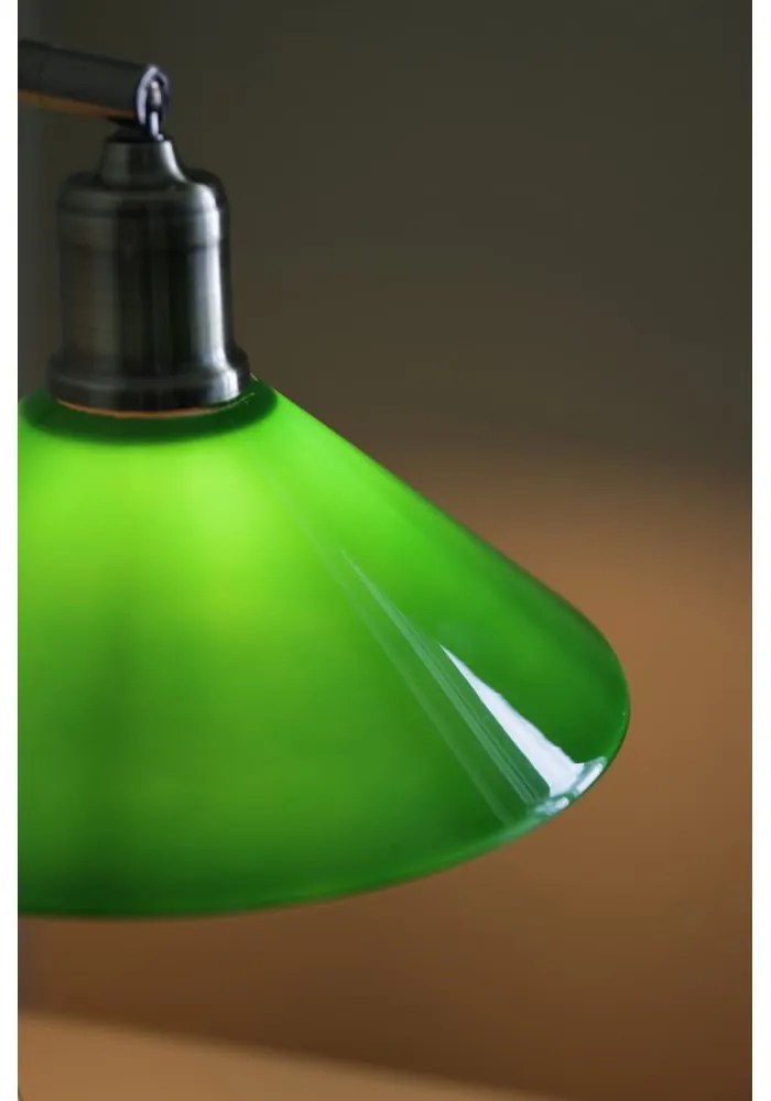 Lampa stołowa w kolorze mosiądzu z zielonym szklanym kloszem (wysokość 49 cm) Vela – Markslöjd