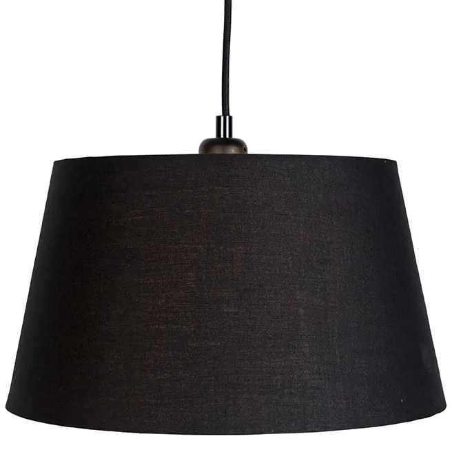 Lampa wisząca z 3 czarnymi i złotymi abażurami z bawełny - Cava klasyczny/Antyczny Oswietlenie wewnetrzne