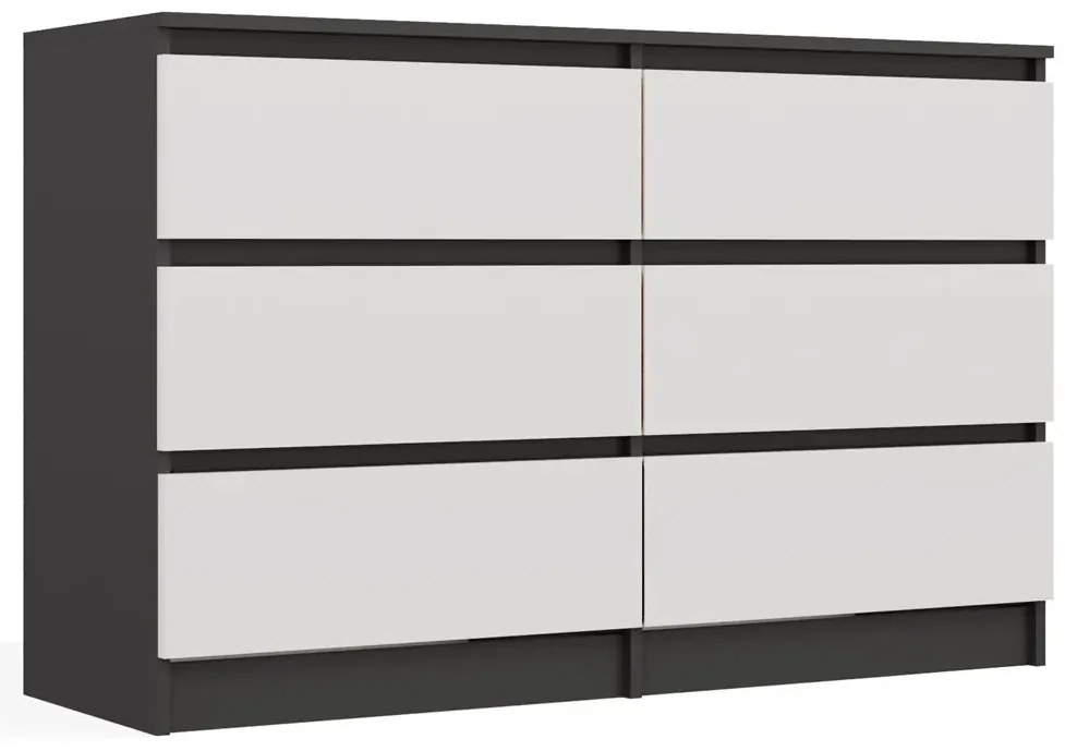 Komoda na ubrania antracyt + biały - Berta 120 cm