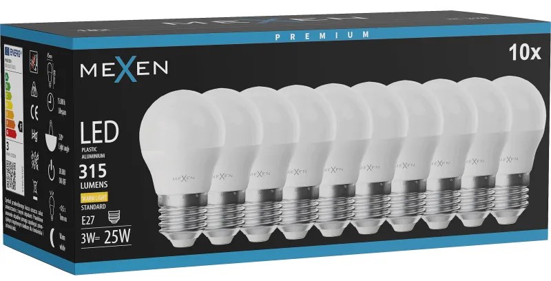 Mexen Nova 10x żarówka LED E27, G45, 3W, Ciepła - 3000K, 315 lm - L101-E27-0330-01x10