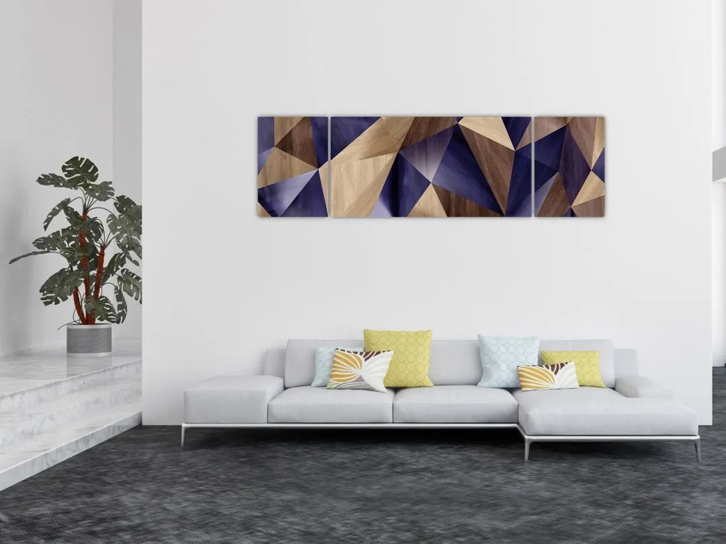 Obraz - 3D drewniane trójkąty (170x50 cm)