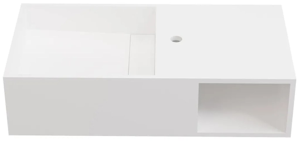 Umywalka wisząca z litą powierzchnią z wnęką – Biała – Szer. 80 x Głęb. 40 x Wys. 20 cm – GOYOKO