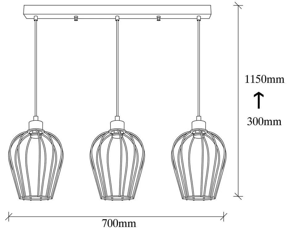 Czarna lampa wisząca z 3 kloszami Opviq lights Tel Long