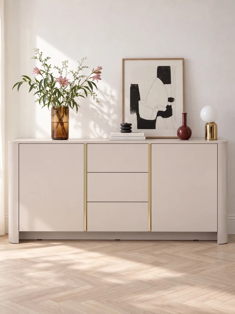 Komoda Sorrenti 168 cm z szufladami - kaszmir / złoty