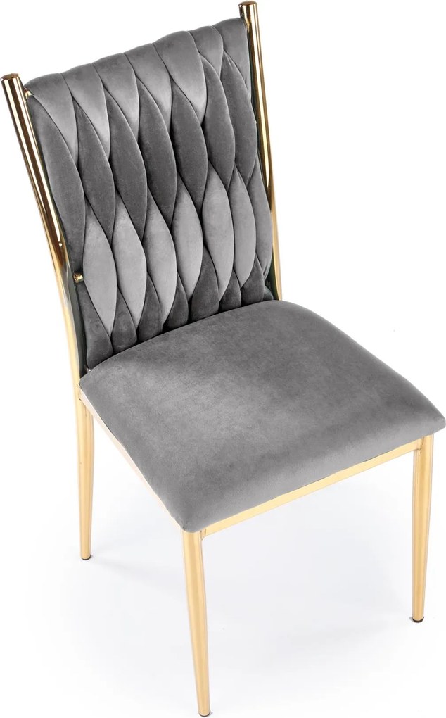Velvetowe krzesło glamour na złotym stelażu K436
