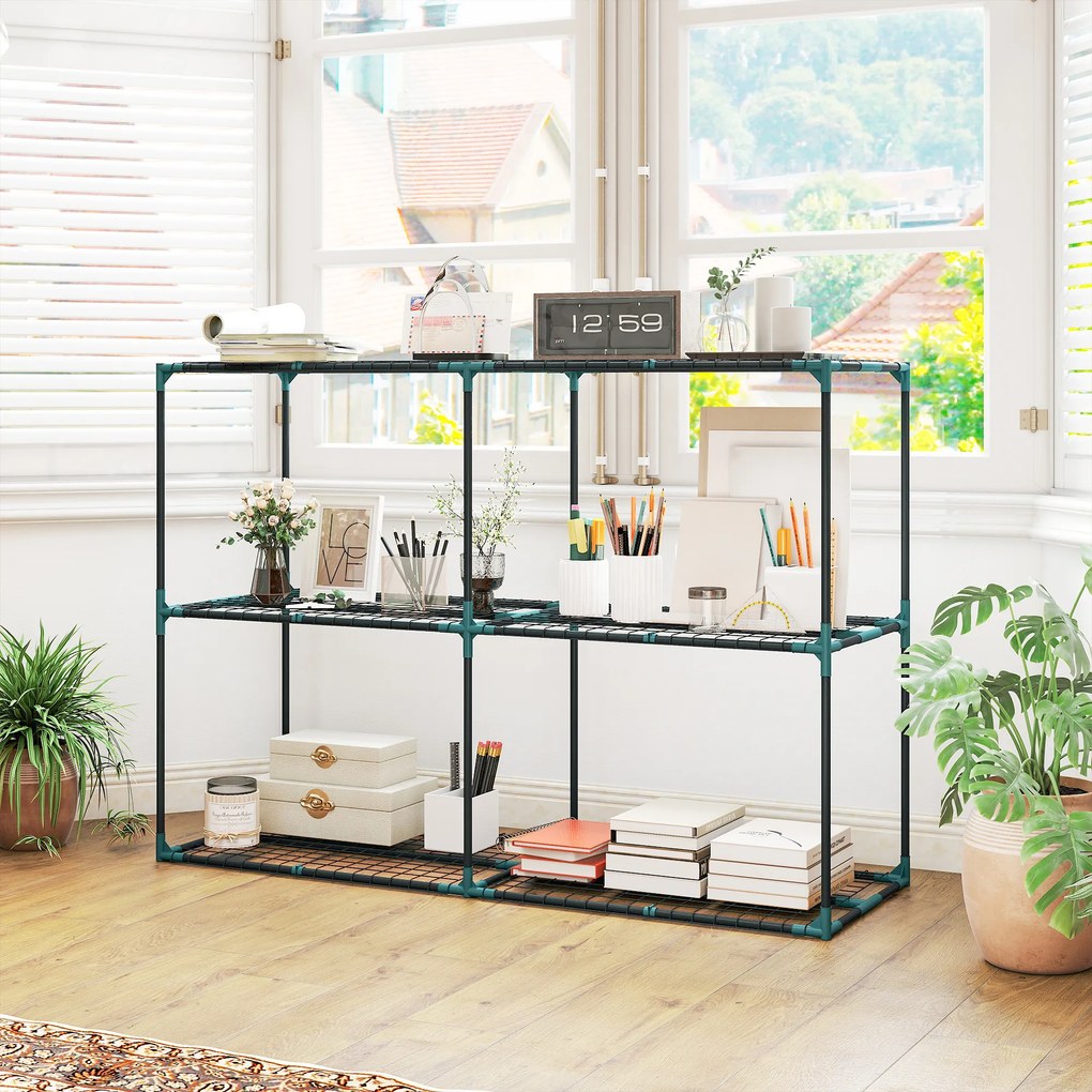 Outsunny 3-poziomowy stojak na rośliny, wys. 100 cm, stojak na kwiaty z półkami, wielopoziomowy stal Ciemnozielony | Aosom PL