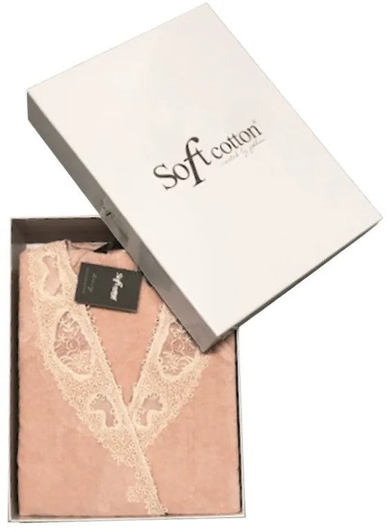 Elegancki szlafrok DESTAN z koronką XL Fioletowy / Lila