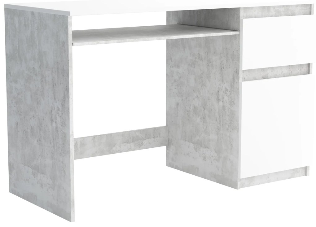 Biurko komputerowe młodzieżowe szkolne 120 cm REMI1 Beton/Biały