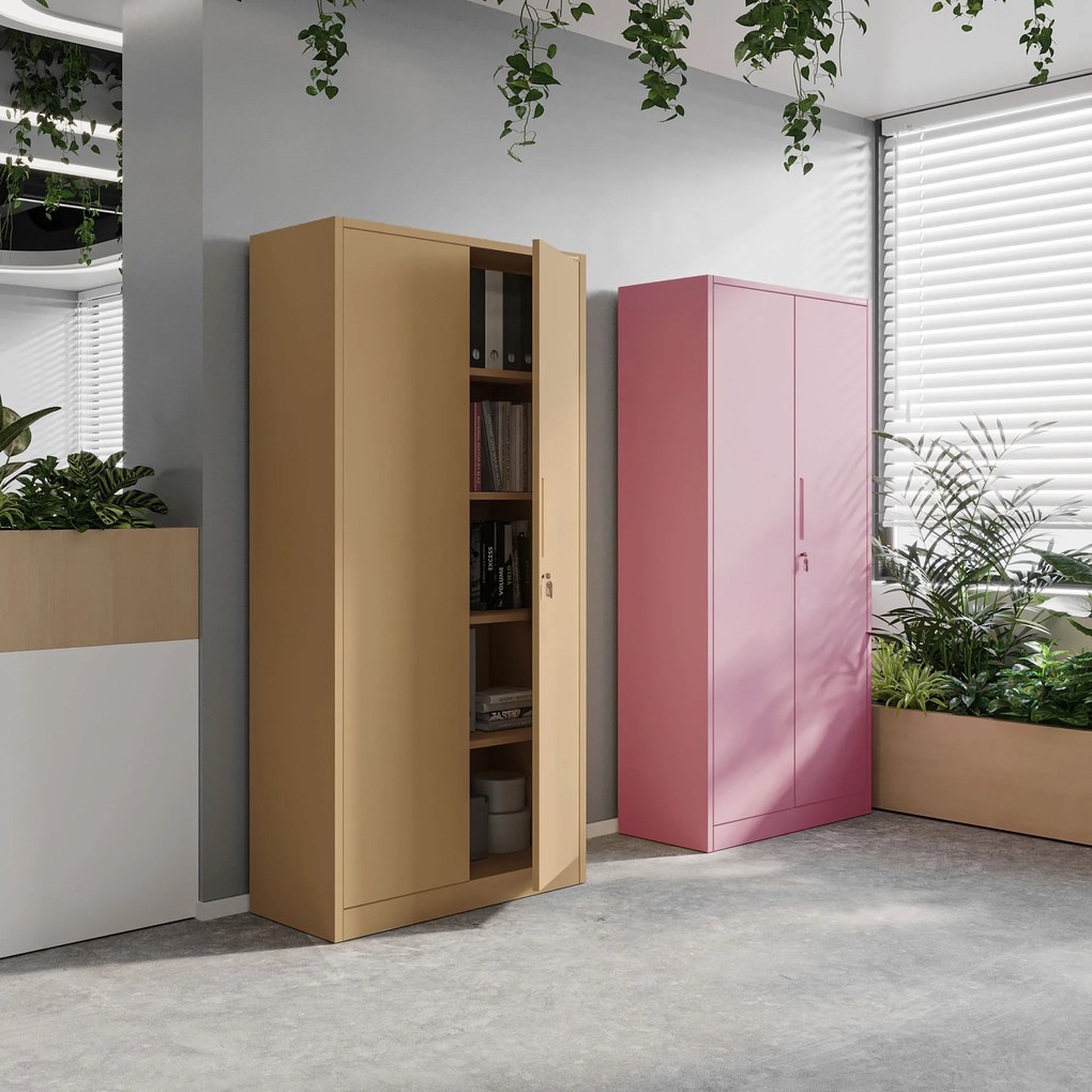 Szafa biurowa na dokumenty pudrowy róż: Fresh Style JAN, 900 x 1850 x 400 mm