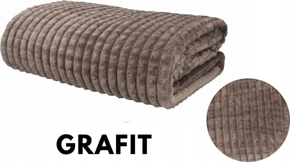 Koc Kostka 130x170cm Grafitowy Miękki Ciepły Wytłaczany do Domu na łóżko