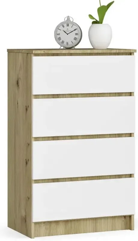 Skandynawska komoda do sypialni dąb artisan + biały - Branni 3X