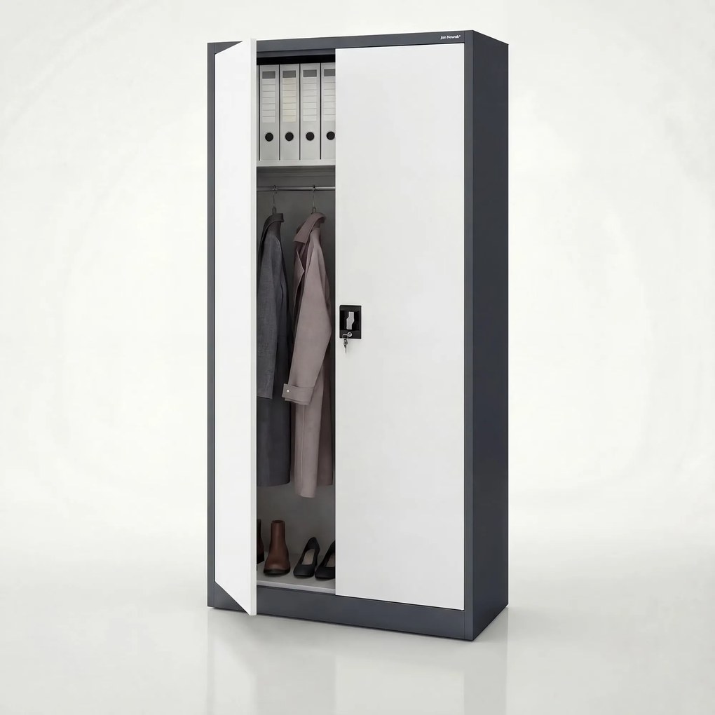 Szafa metalowa wielofunkcyjna: DAWID 900 x 1850 x 450 mm, antracytowo-biała