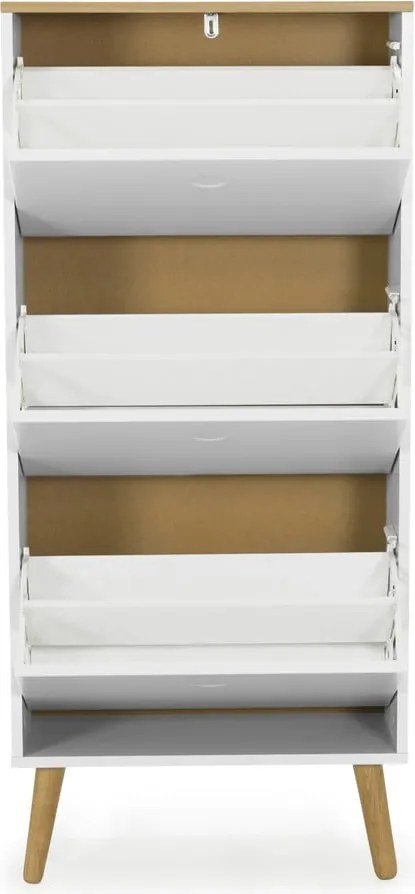 Biała szafka na buty z nogami z drewna dębowego Tenzo Dot