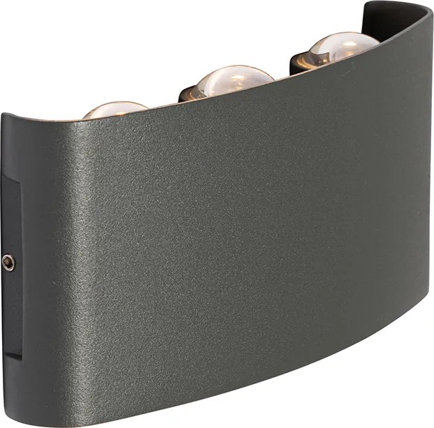 Zewnętrzna lampa ścienna ciemnoszara z LED 6-punktowa IP54 - Silly
