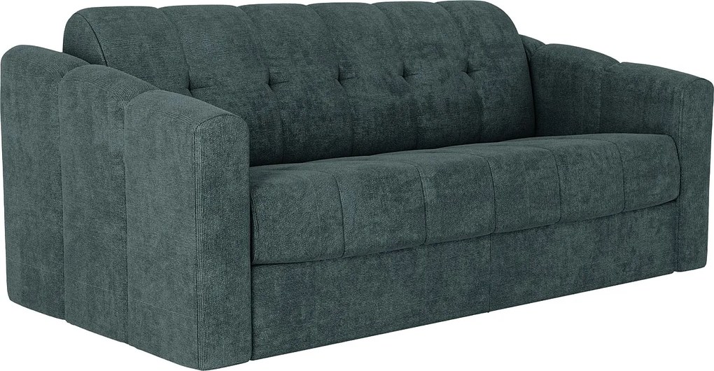 Kanapa 3-osobowa rozkładana typu express z teksturowanej tkaniny w kolorze morskiej zieleni - Powierzchnia spania 140 cm - Materac 18 cm - DARIELO