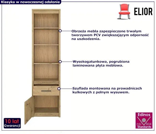 Wysoki półotwarty regał dąb artisan Efrixo