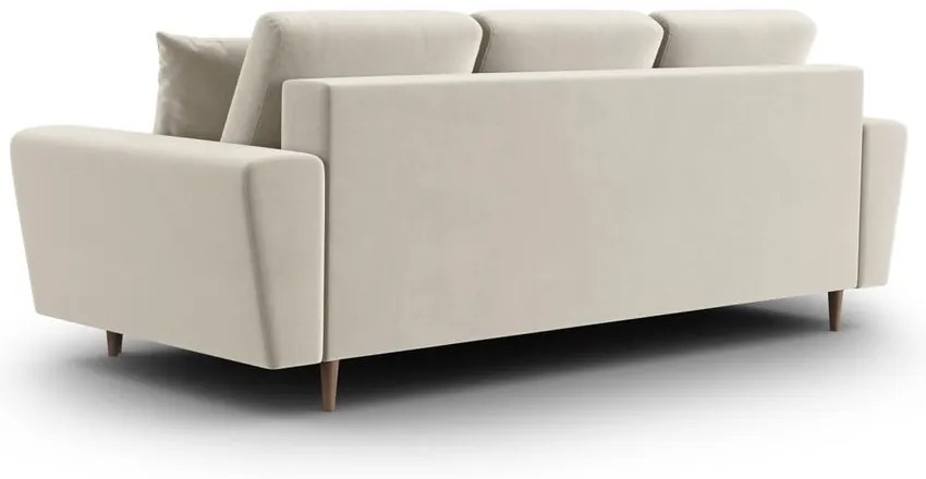 Beżowa aksamitna rozkładana/ze schowkiem sofa 235 cm Kyoto – Cosmopolitan Design