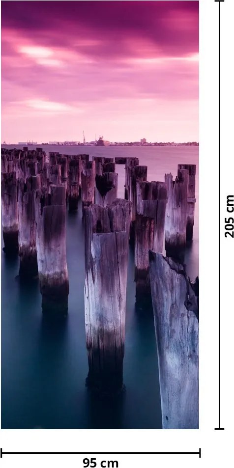 Fototapeta do drzwi - Drewniane słupki (95x205cm)