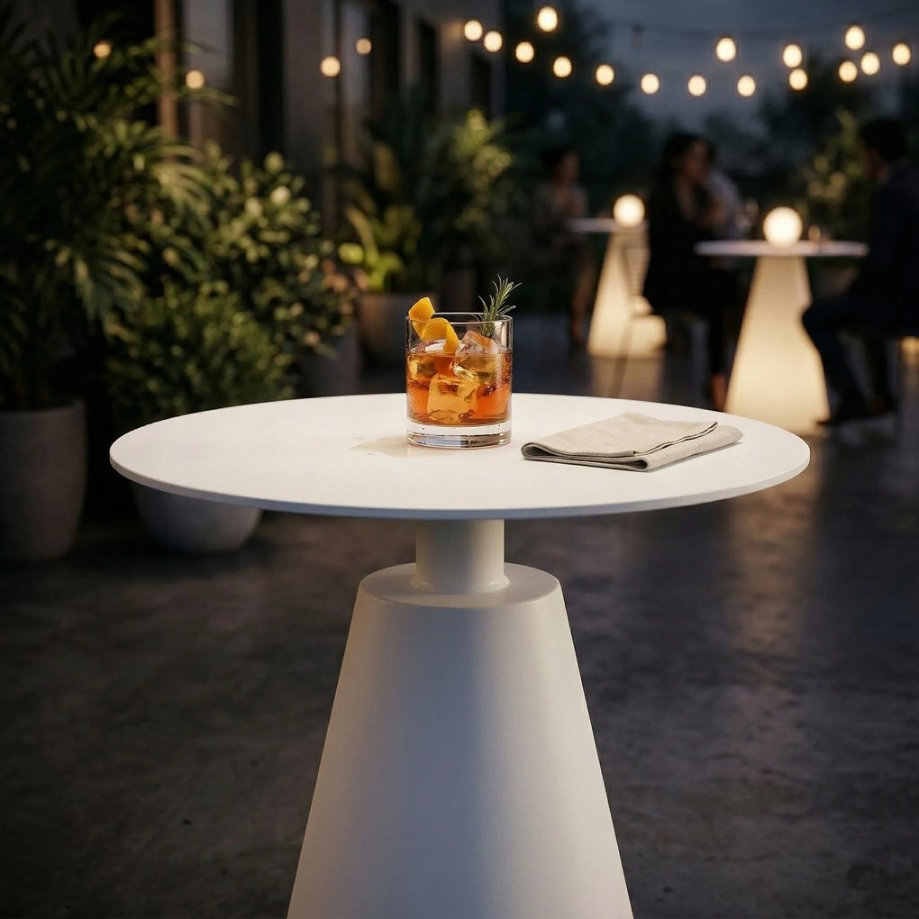 Stolik ogrodowy aluminiowy beżowy okrągły 40x40x50 cm lekki odporny taras