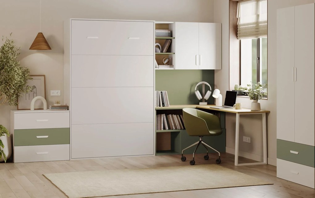 Półkotapczan pionowy z materacem 120x200 kaszmir + zielony A0-G62