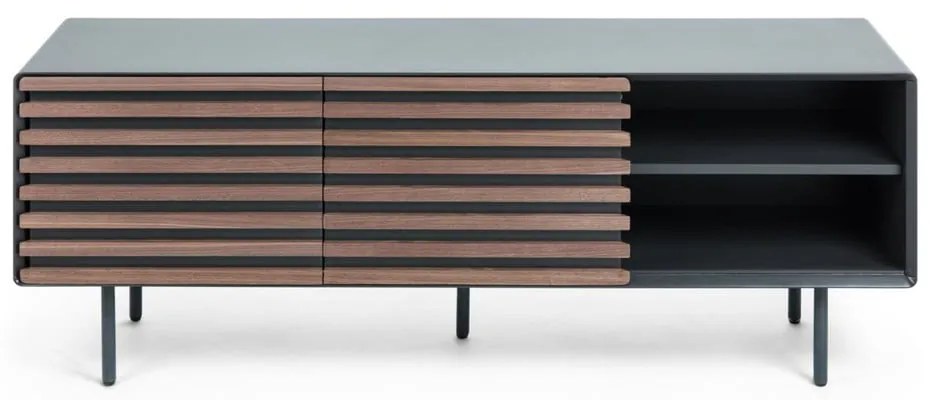 Czarna szafka pod TV w dekorze orzecha 162x58x45 cm Kesia – Kave Home