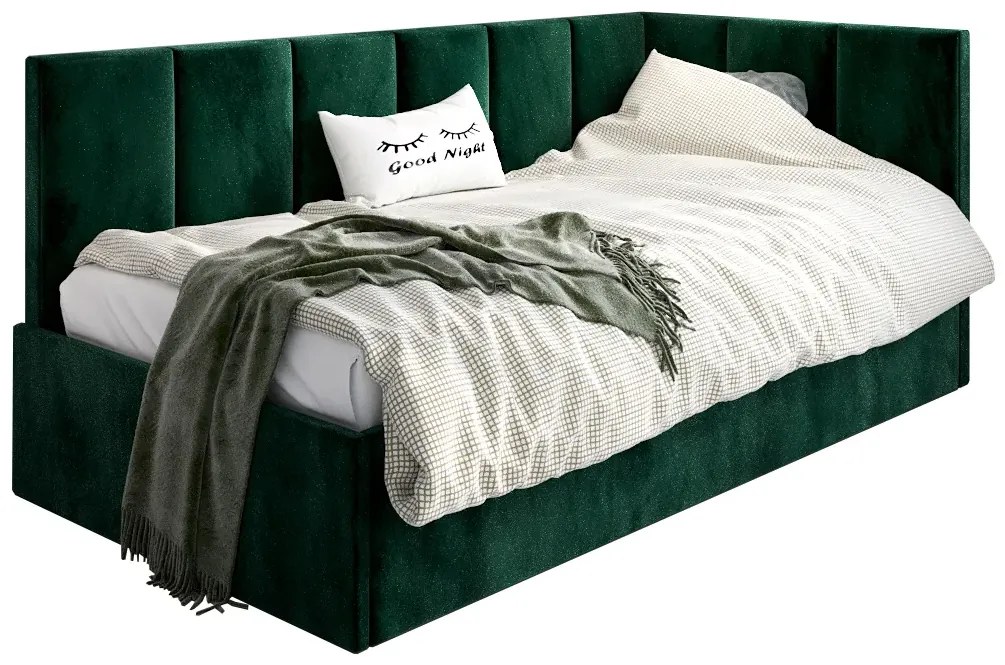 Zielony tapczan sofa z oparciem 100x200 - Golones 4X