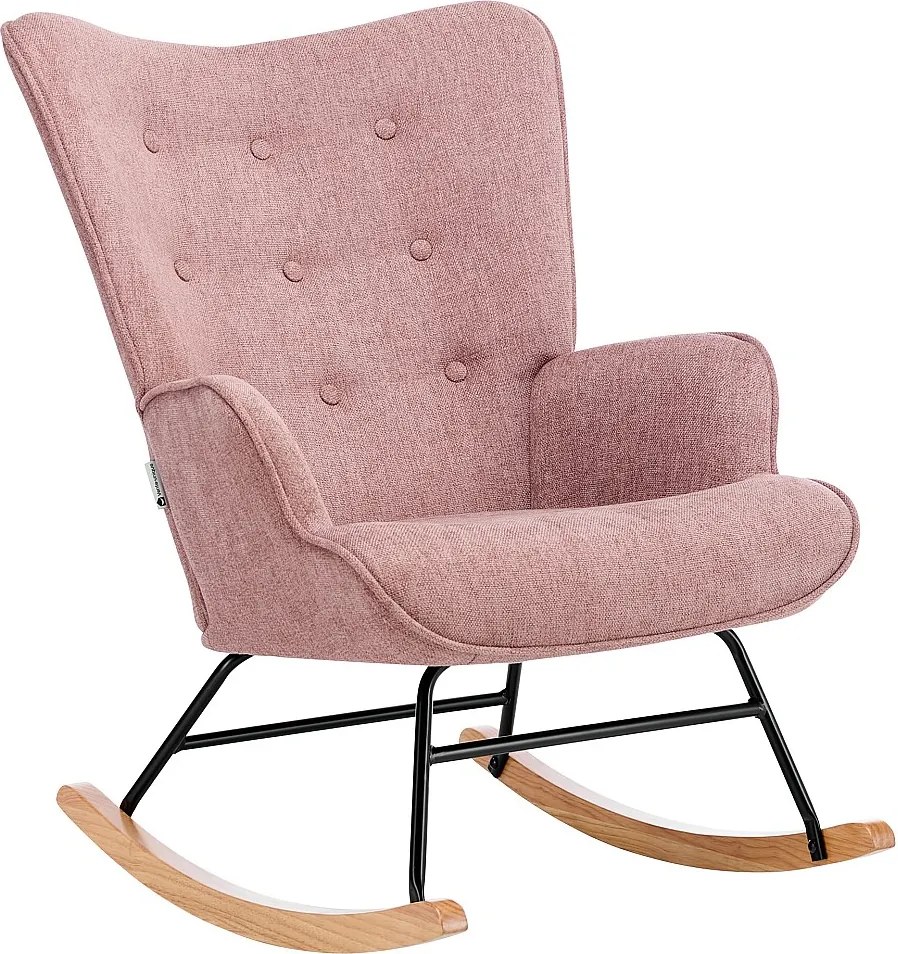 Fotel bujany z różowej tkaniny melanżowej ELMINA