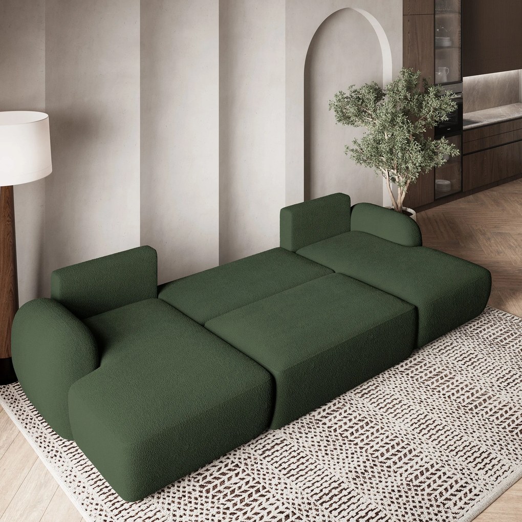 Masseno Narożnik SAVONA z funkcją spania i pojemnikiem na pościel Narozniki U, Rozkładana sofa - Zielony, NOW OR NEVER 37
