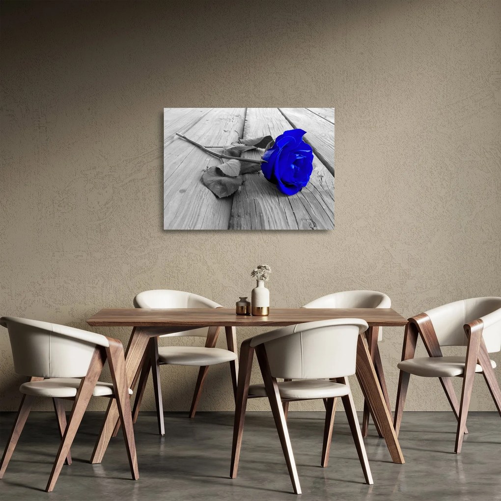 Obraz na szkle - Niebieska róża (70x50 cm)